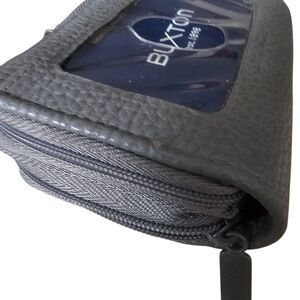  New Buxton Leather Card case ID Holder  Charcoal Leather Unisex Wallet